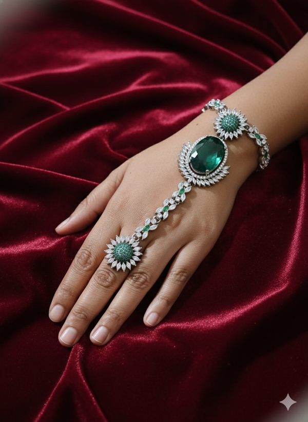 Emerald Grace Hand Bracelet